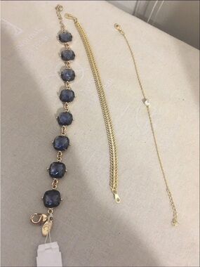 Gold Bracelet with Deep Blue Gemstones - Women Jewelry